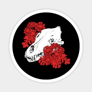 Wolf skull and flower Magnet